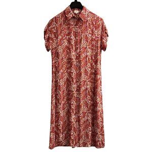 Ange Dress Womens S Miliane Printed Shirt Maxi Pink Abstract Floral Vacation
